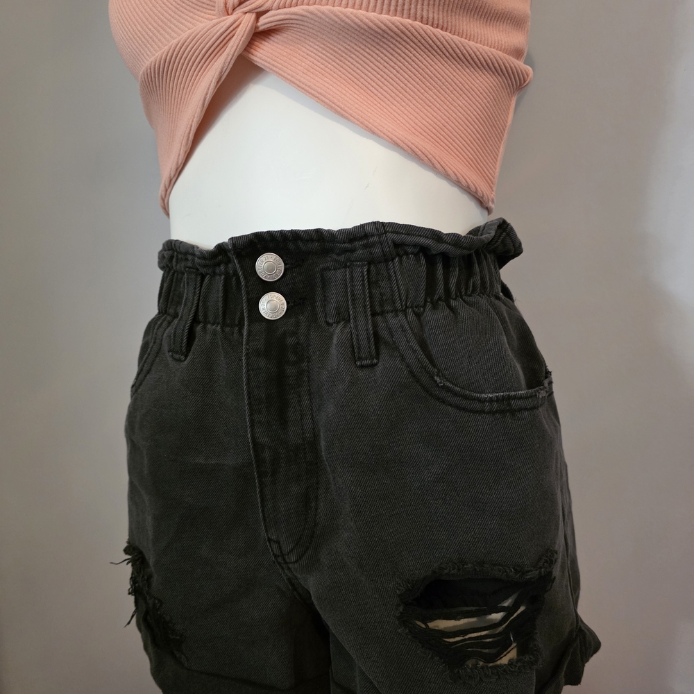 Forever 21 Charcoal Distressed Jean Shorts